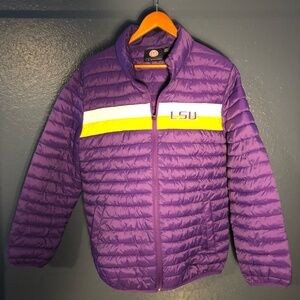 NWOT LSU Puffer zip up jacket, Size Large